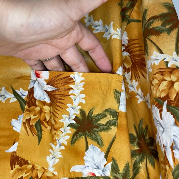 Local Paradise Floral Hawaiian Shirt Mens Size XL Yellow Button Up Vacation - Picture 5 of 7